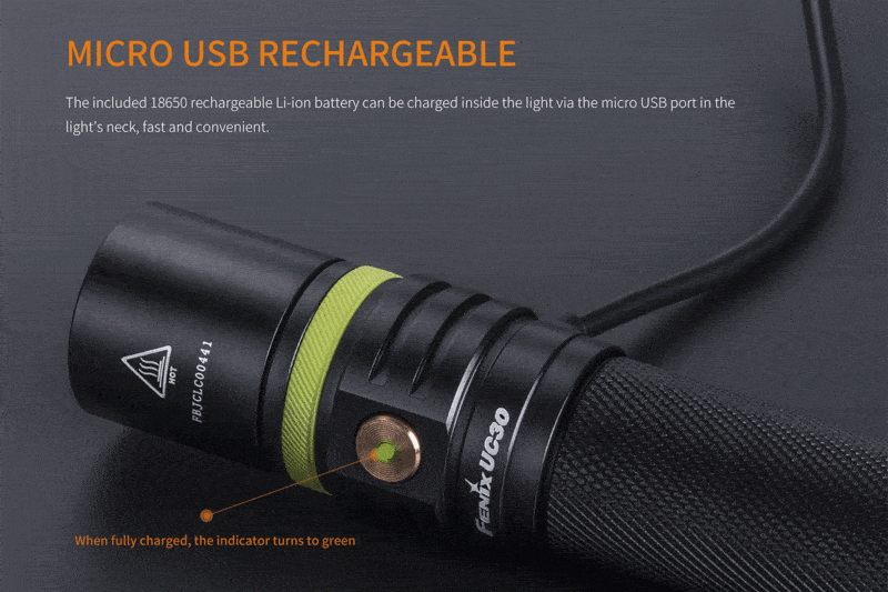 Fenix UC30 met ingebouwde batterij indicator