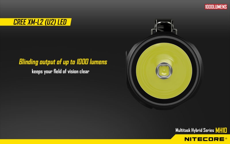 Nitecore MH10 CREE XM-L2 U2 LED geeft een mooi, helder licht dat tegelijk zuinig en zeer krachtig is