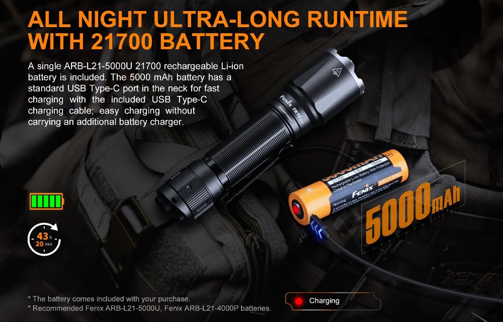 Fenix TK16 V2.0 Zaklamp Batterij
