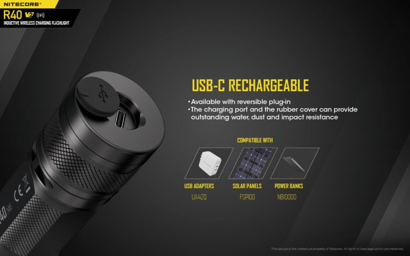 Nitecore R40 V2 zaklamp ook via USBC op te laden