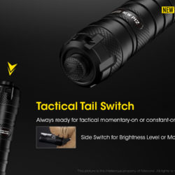 Nitecore P12 met tactische staartschakeling en zijschakeling