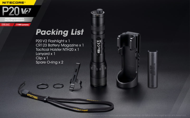 Nitecore P20 V2 tactische lamp pakket met tactische holster NTH20