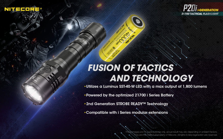 P20i Nitecore tactische zaklamp met 21700 accu voor veel branduren