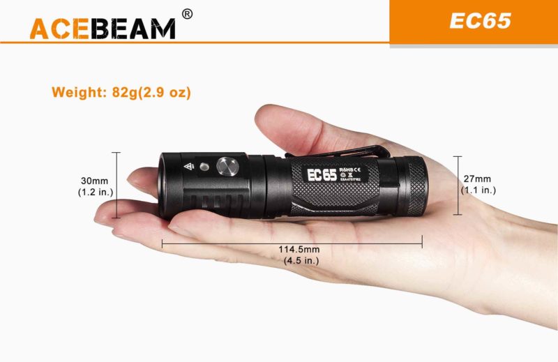 Acebeam EC65 met een gewicht van maar 82 gram