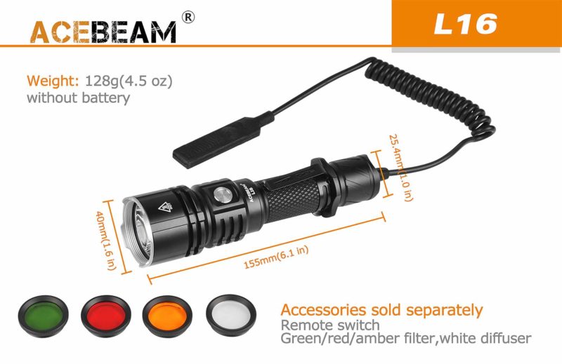 Acebeam L16 Oplaadbare LED Zaklamp filters