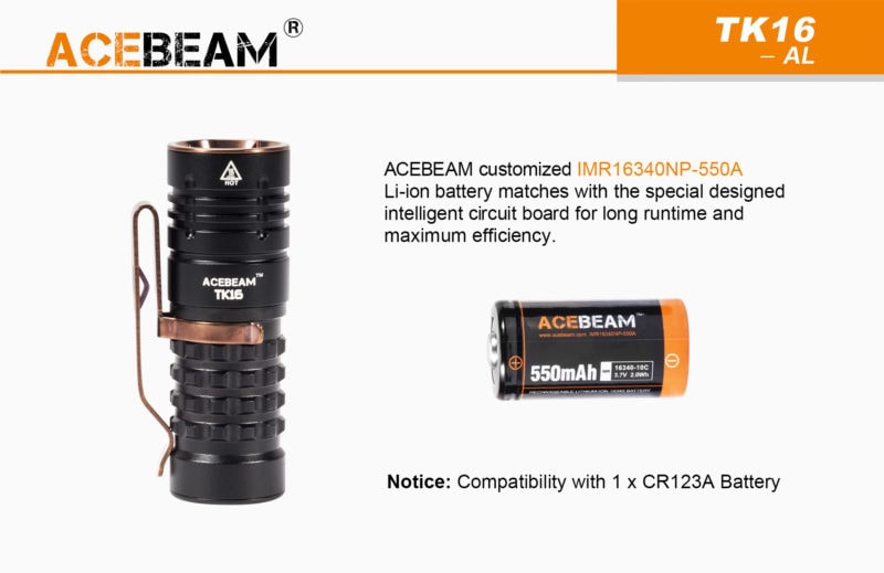 Acebeam TK16 batterij