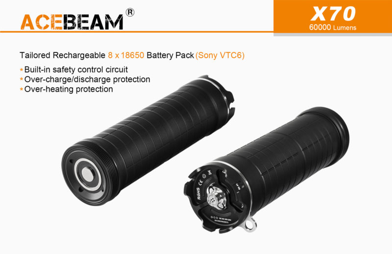 Acebeam X70 batterijen