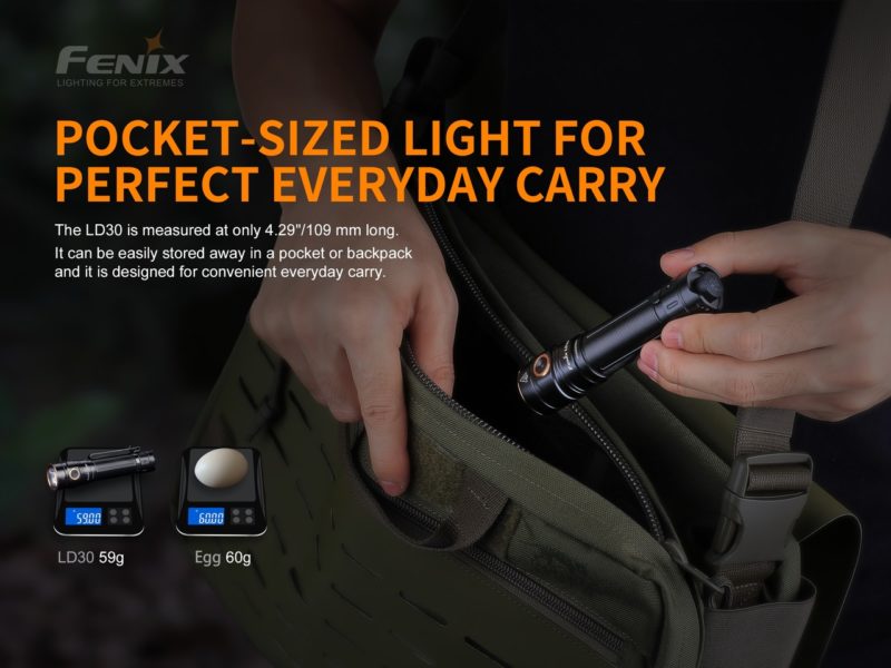FENIX LD30 60 gram 11cm lang 1600 lumen
