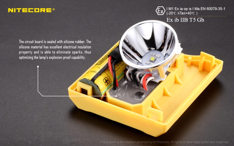 Nitecore EH1 hoofdlamp circuit board met silicon rubber