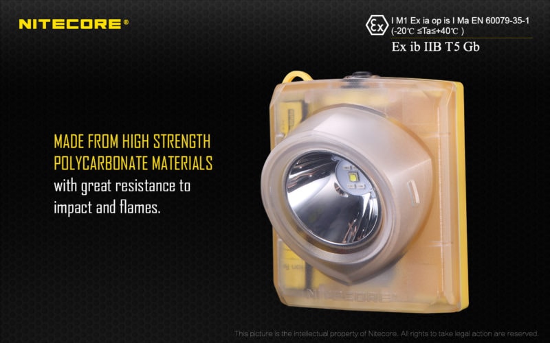Nitecore EH1 hoofdlamp gemaakt van hittebestendig materiaal