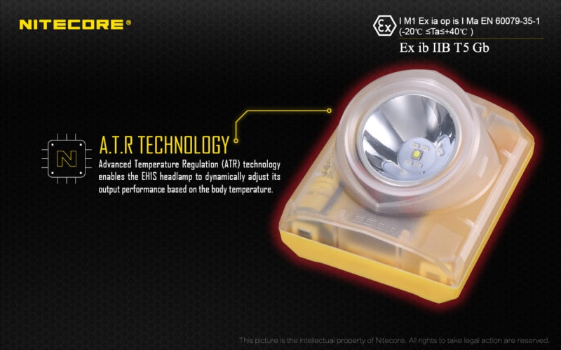 Nitecore EH1 hoofdlamp reguleert temperatuur