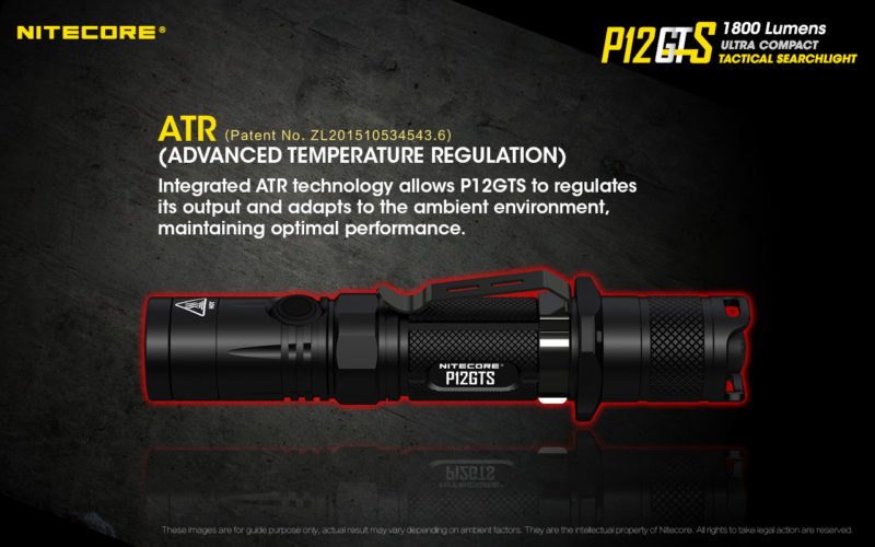 Nitecore P12GTS adapts omgevingstemparaturen
