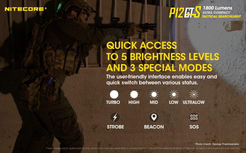 Nitecore P12GTS snelle schakeling diverse modi