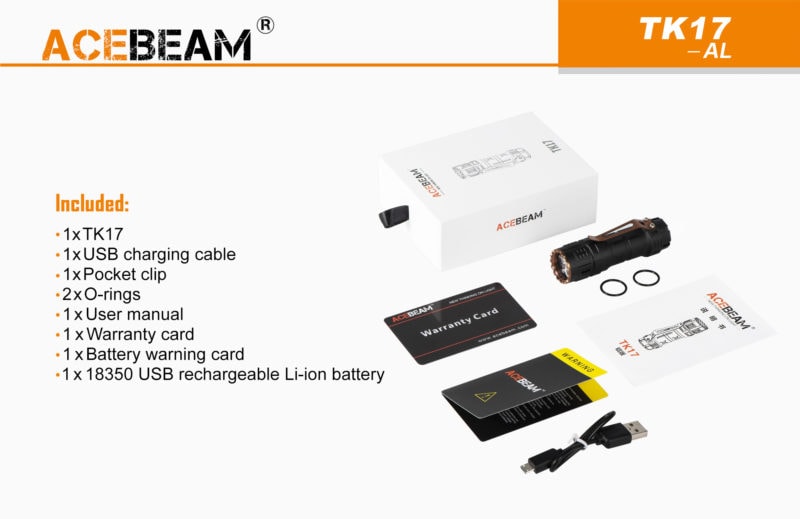 Acebeam TK17 meegeleverde accessoires
