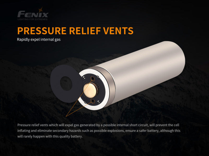 Fenix ARB-L21 5000 mAh 21700 batterij - drukventielen
