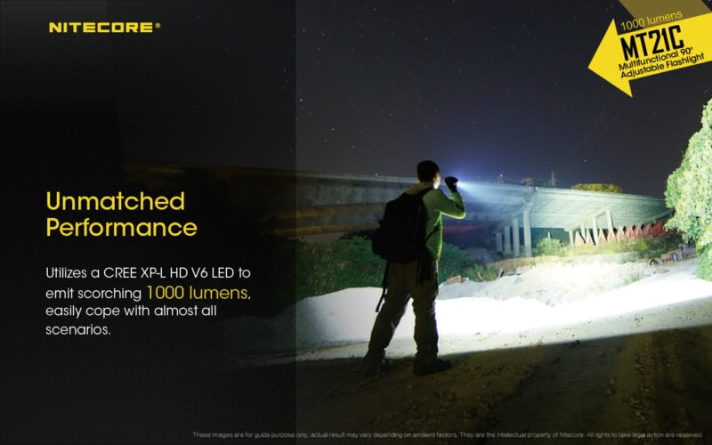 Nitecore MT21C met een helder licht 1000 lumen