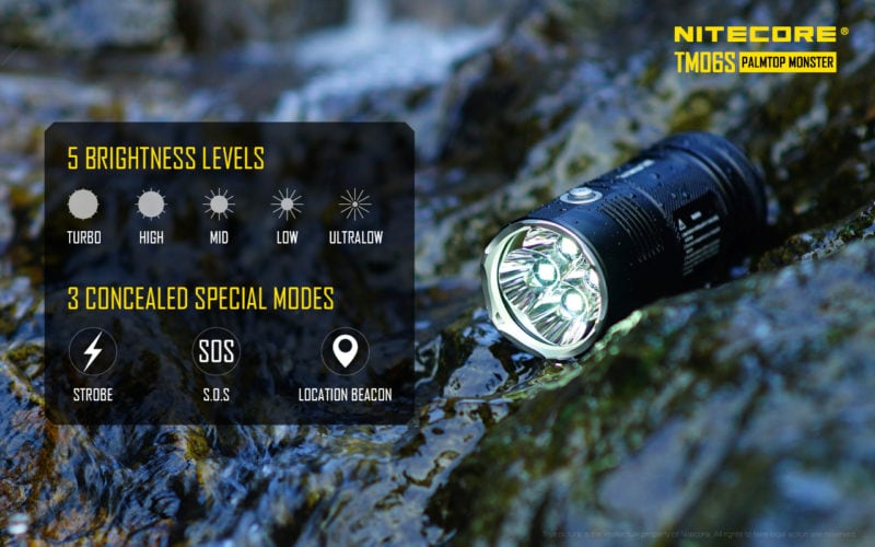 Nitecore TM06S met alle benodigde lichtniveaus