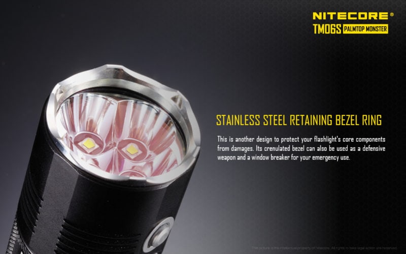 Nitecore TM06S met een tactische bezel voor zelfbescherming
