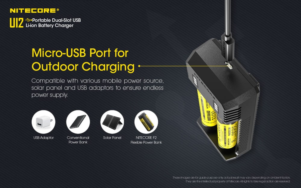 Nitecore UI2 lader met USB adapter voor 21700 batterijen