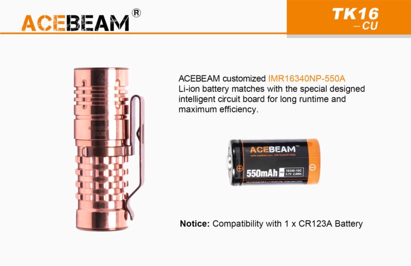 Acebeam TK16 CU batterij
