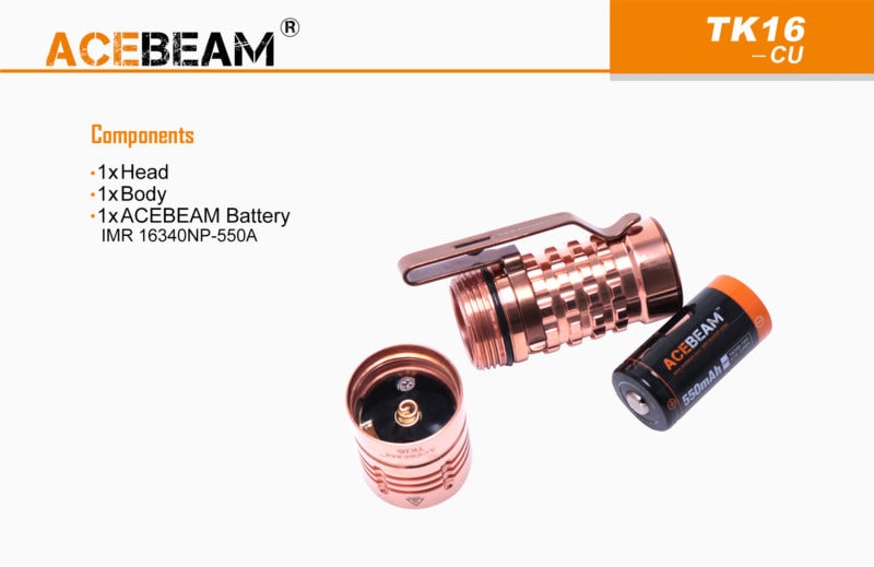 Acebeam TK16 CU componenten