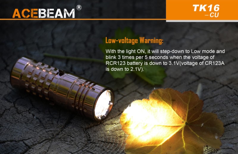 Acebeam TK16 CU met batterij indicator