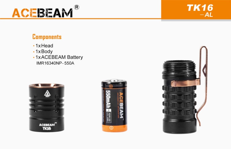 Acebeam TK16 componenten