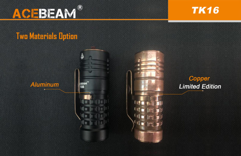 Acebeam TK16 in aluminium en koperen uitvoering