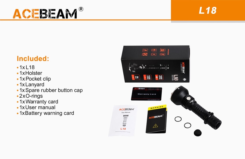 Meegeleverde accessoires Acebeam L18