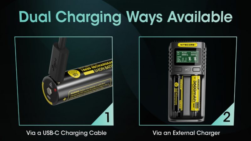 Nitecore NL1836R batterij oplaadbaar met USB-C en lader