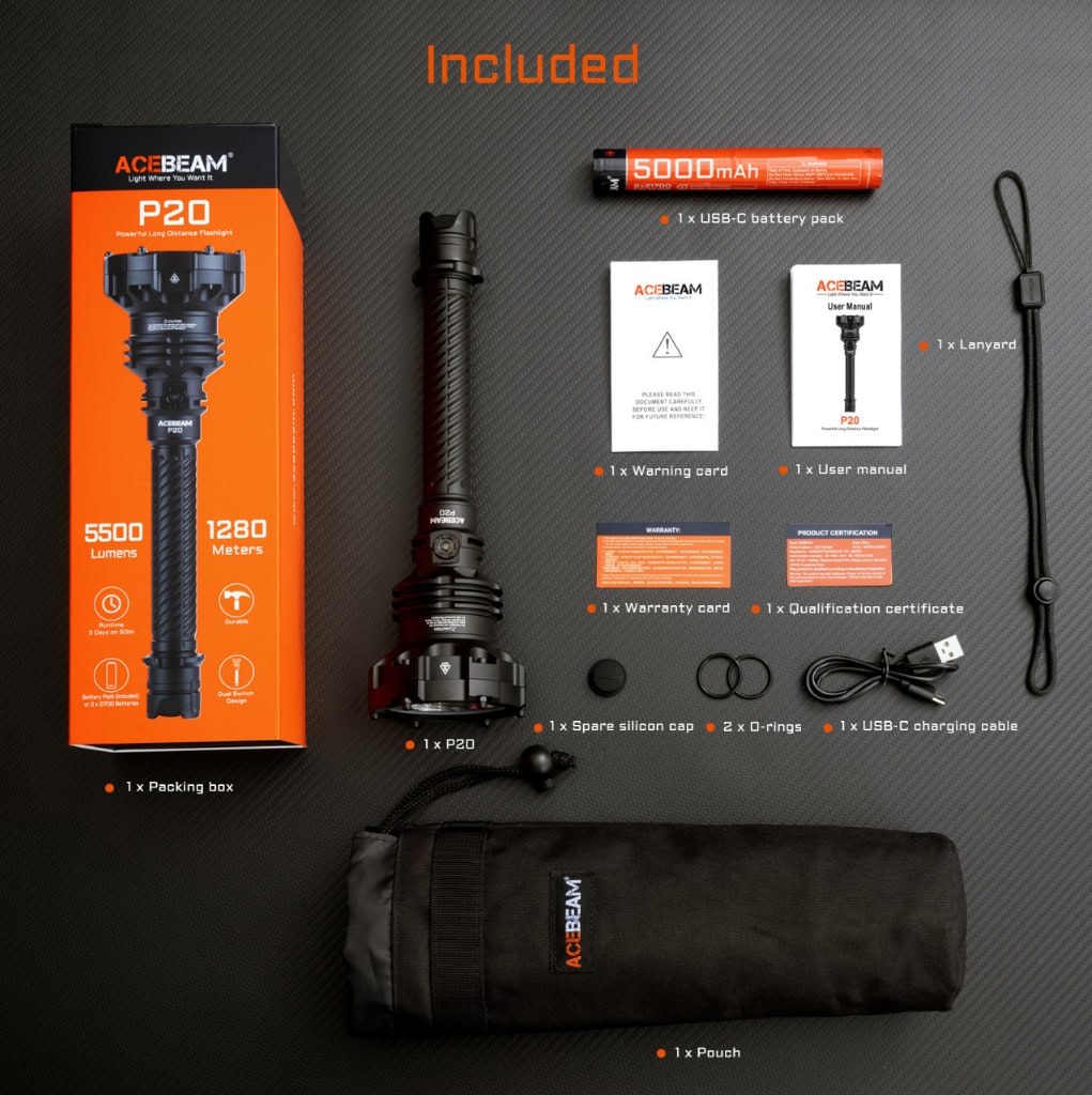 Acebeam P20 Meegeleverde Accessoires