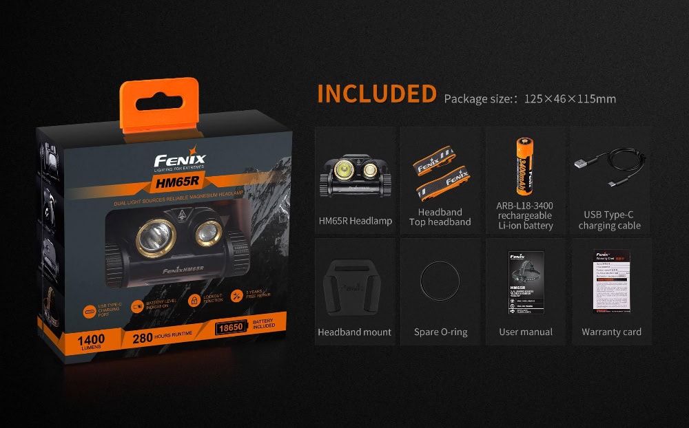 Fenix E18R V2.0 Zaklamp Bijgeleverde Accessoires