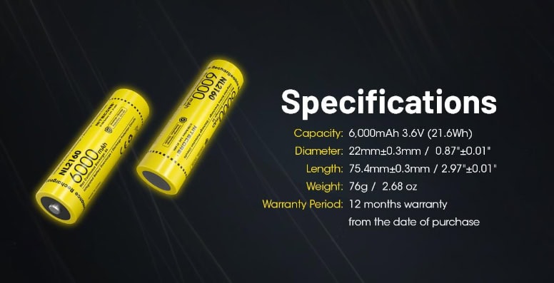 Nitecore NL2160 Batterij Specificaties