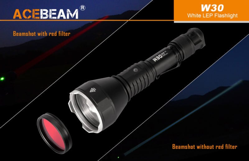 ACEBEAM W30 LEP Zaklamp met rood filter