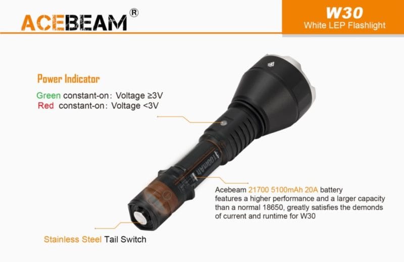 ACEBEAM W30 LEP Zaklamp power indicator