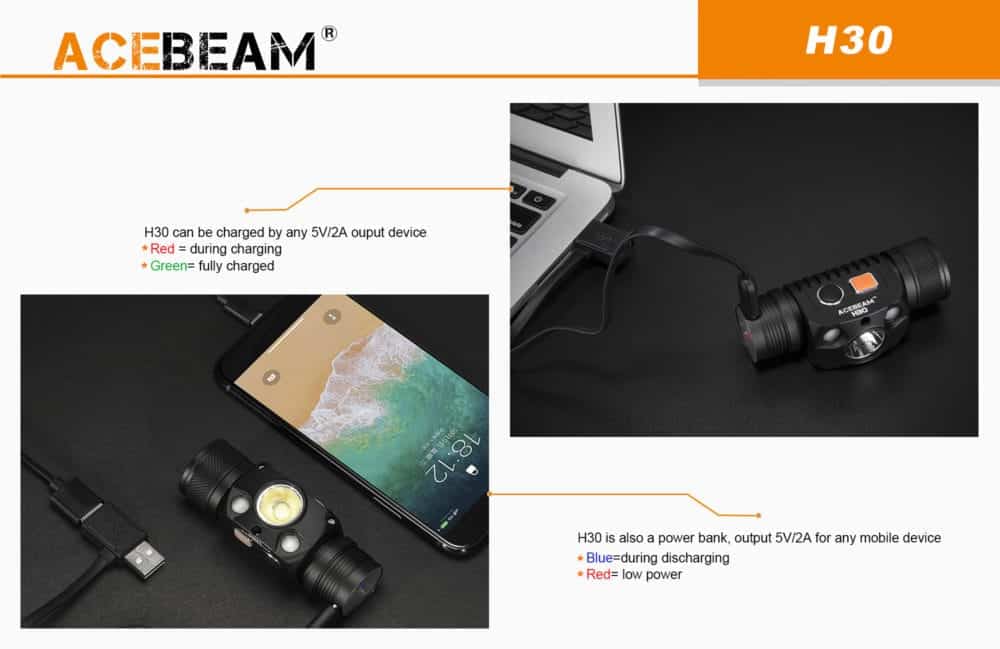Acebeam H30 ook als powerbank