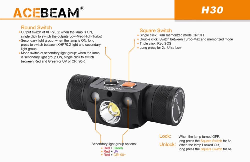 Acebeam H30 veel opties