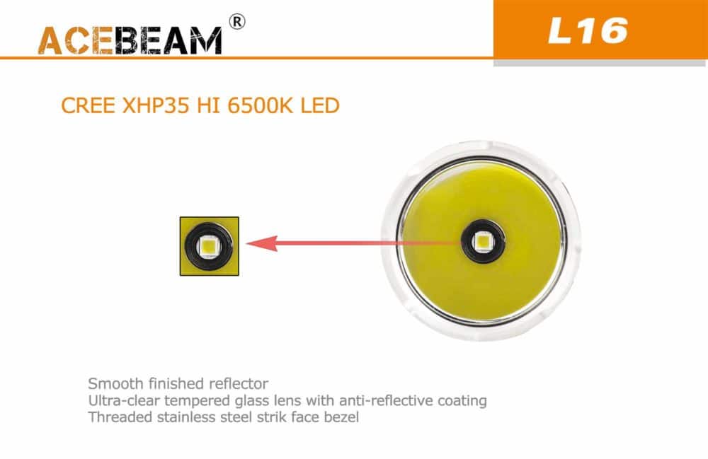 Acebeam L16 Oplaadbare Zaklamp Cree XHP35 HI6500K LED
