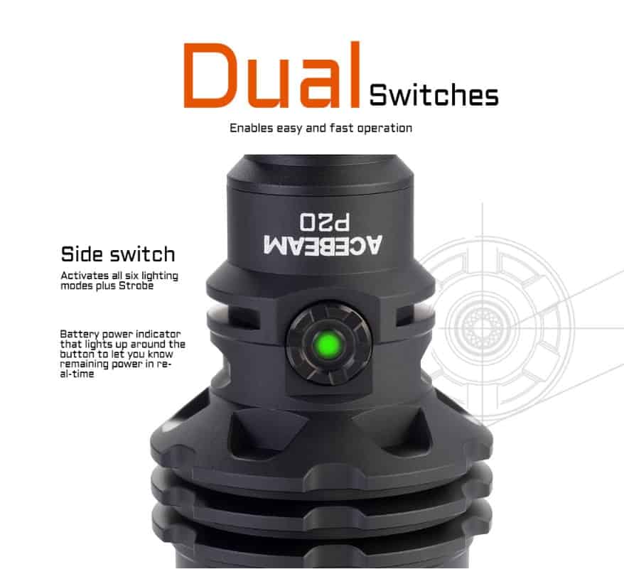 Acebeam P20 Zijschakelaar