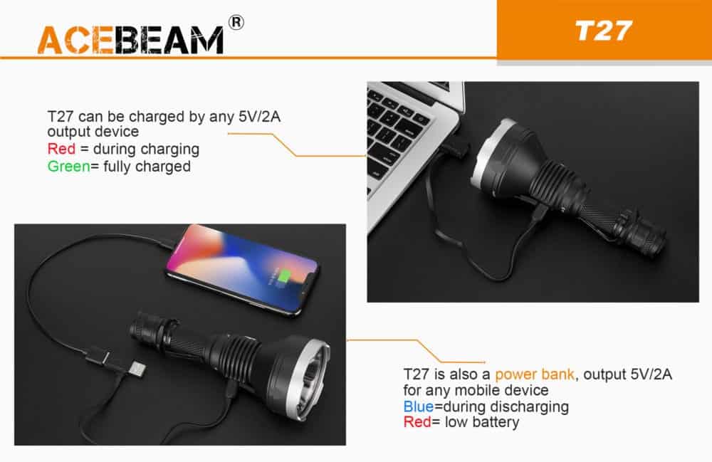 Acebeam T27 snel op te laden