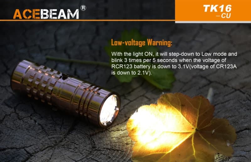 Acebeam TK16 CU met batterij indicator
