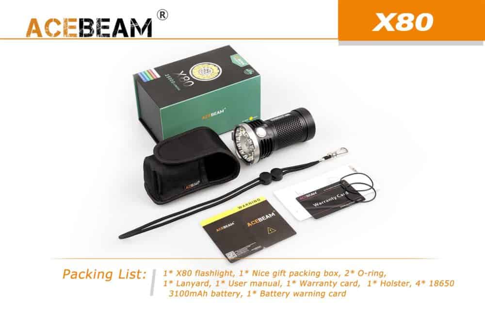 Acebeam X80 LED Zaklamp inclusief