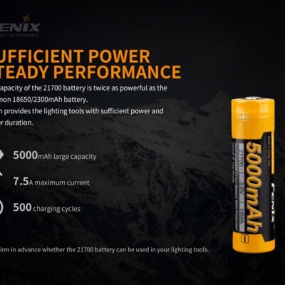 Fenix ARB-L21 5000 mAh 21700 batterij USPs