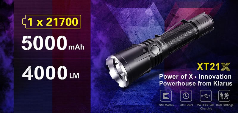 Klarus XT21X 5000 mAh 4000 Lumen