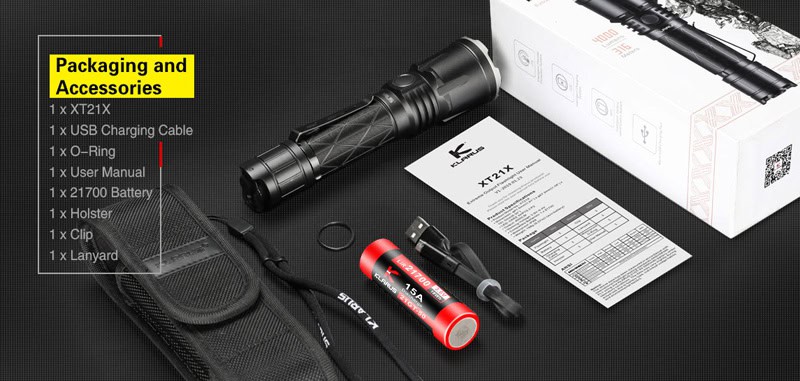 Klarus XT21X bijgeleverde accessoires