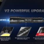 Nitecore P20 V2 1100 lumen direct stroboscoop, krachtige bezel