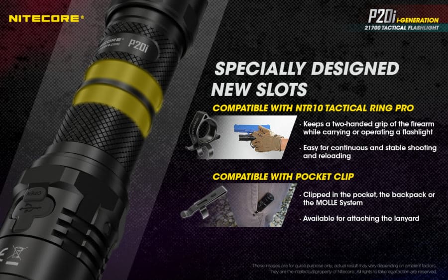 Nitecore P20i tactische lamp compatibel met NTR10 tactische ring pro