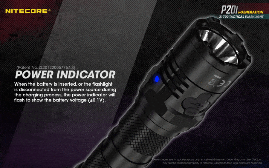 Nitecore P20i tactische zaklamp met batterij indicator nauwkeurig
