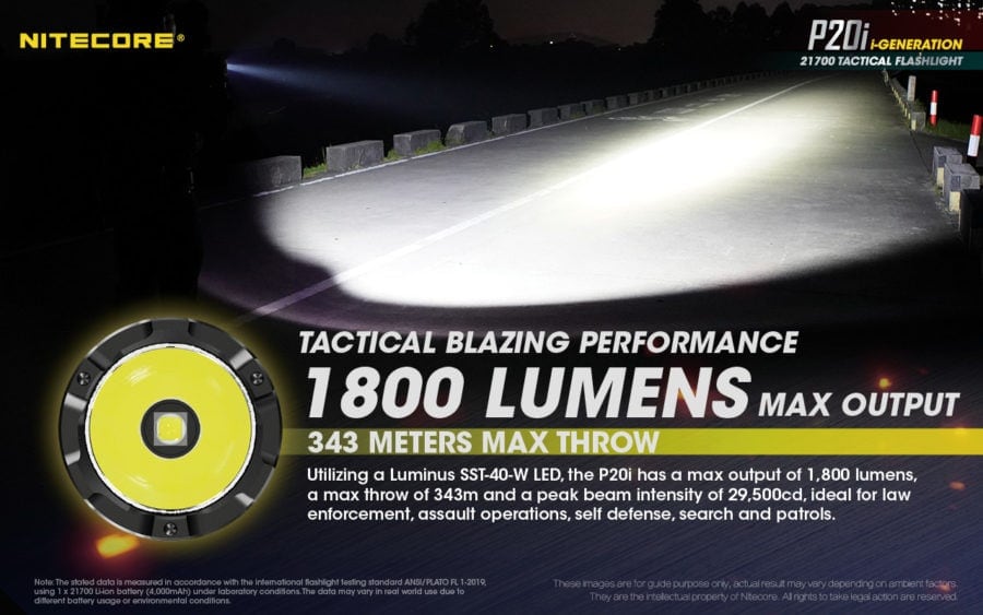 Nitecore P20i zaklamp 1800 lumen, direct stroboscoop, krachtige bezel, 343 m bereik