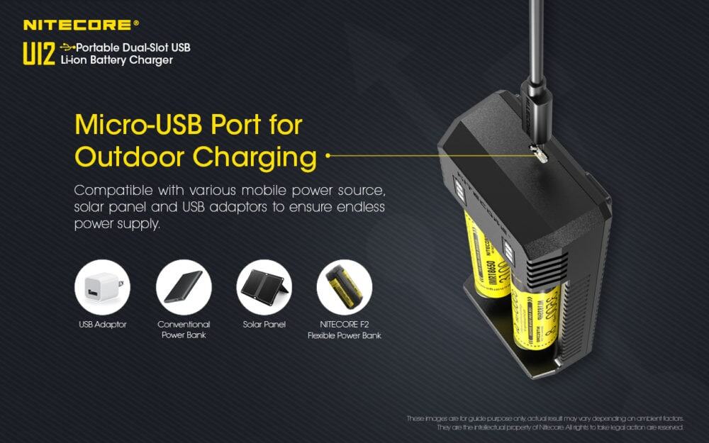 Nitecore UI2 lader met USB adapter voor 21700 batterijen